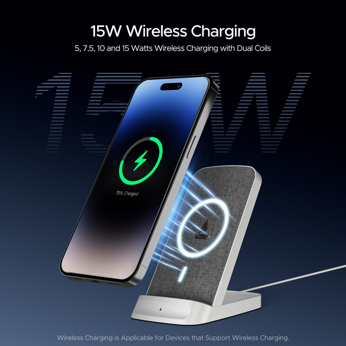 boAt Powerpod 200 Charger w/15W Wireless Charging, Power Bank, Premium Fiber Cloth Build, Dual Coils Micro USB Input, Anti-Slip Grip, 6mm Transmission Range, Smart IC Protection, LED Indicator(White)