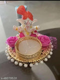 **Premium Ganesha Ji Candle Holder with Decorative Candle – Pack of 1 | Elegant Diwali Décor & Pooja Article for Home & Festive Celebrations**