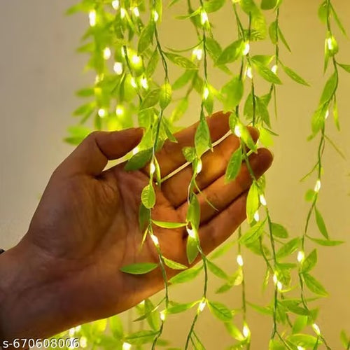**Artificial Leaf Curtain LED String Lights | 200 LEDs with 8 Lighting Modes & Adjustable Brightness | 10×3 Ft Green Decorative Hanging Lights for Bedroom, Garden, Party & Festive Décor