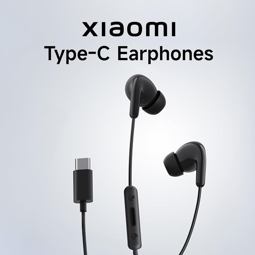 XIAOMI Type-C in-Ear Earphones with 12.4mm Drivers, HD Microphone, and IP54 Dust & Water Resistance (White)(unboxed)