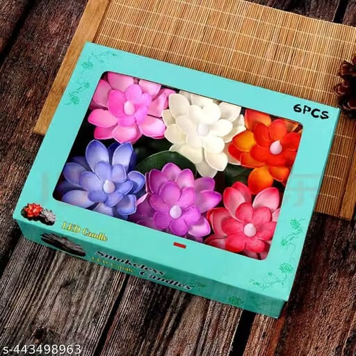 6 Pcs Sensor Water Floating Diyas & Lotus LED Candle Flowers – Smokeless, Unbreakable & Reusable | Indoor & Outdoor Diwali & Festive Decoration