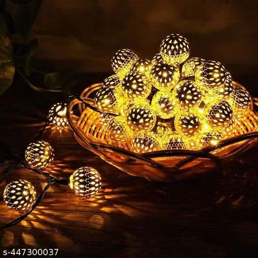 Moroccan Ball 3 Meter 14 LED Fairy String Lights | Warm White Decorative Lights for Home, Diwali & Festive Décor | Elegant Hanging Lights for Bedroom, Balcony, Party & Celebration