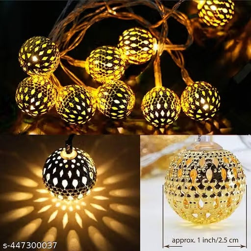 Moroccan Ball 3 Meter 14 LED Fairy String Lights | Warm White Decorative Lights for Home, Diwali & Festive Décor | Elegant Hanging Lights for Bedroom, Balcony, Party & Celebration