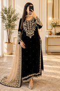 Women’s Elegant Black sharara Suit Set – Heavy Gold Embroidered Kurta with Dupatta & Palazzo