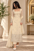 Women’s Elegant Ivory Embroidered Kurti Pant & Dupatta Set – Designer Ethnic Suit Set with Sequin & Lace Work
