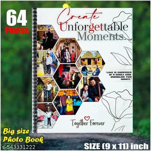 Custom Couple Photo Album 9×11 Inch – 64 Photos Personalized Love Memory Book