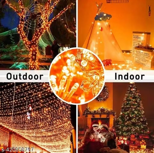 Orange 12 Meter 42 LED Rice String Lights | Pixel LED Decorative Lights for Diwali, Christmas, Weddings & Parties | Indoor & Outdoor Home, Festival & Event Décor