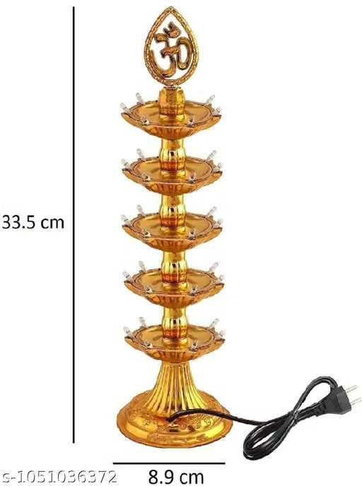**Premium 5-Layer Gold LED Diya Lights | Electric Decorative Deepak for Pooja, Mandir & Diwali Décor | Elegant Festival Lighting | Pack of 2