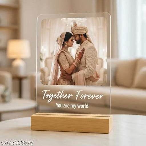 Custom Acrylic Photo Plaque with Pinewood Stand | Personalized Photo &amp; Text Frame | Perfect Gift for Loved Ones