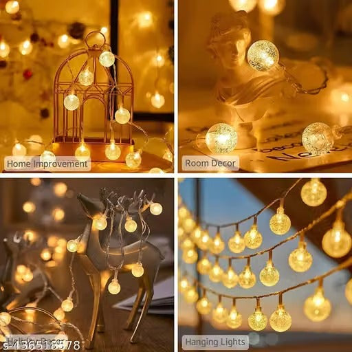 14 LED 3 Meter Crystal Ball String Lights | Warm White Decorative Diwali Ladi Lights | Elegant Fairy String Lights for Home, Bedroom, Balcony, Party & Festive Décor | Pack of 1