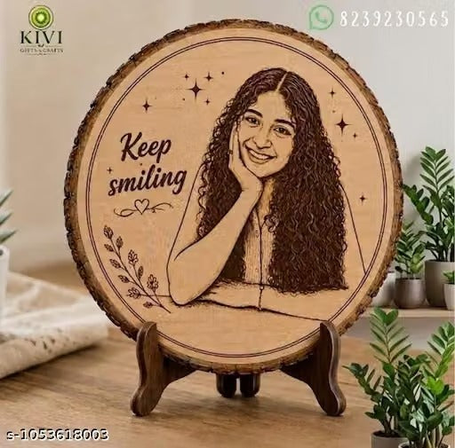 Custom Wooden Name & Photo Circle – Personalized Engraved Wall Decor Gift