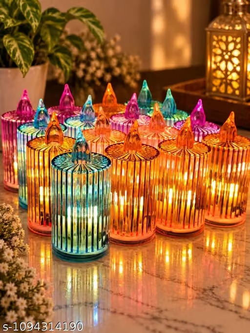Pack of 16 LED Tealight Candles – Flameless Colorful Lights for Home & Festive Decor