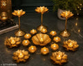 8-Piece Diwali Decor Set – Floral Rangoli & Tealight Candle Holders for Festive Decoration