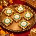 Pack of 6 Swastik Diya Candles – Decorative Tealights for Puja, Diwali & Festive Decor