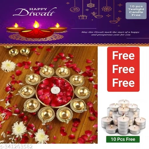 Flower Shape Diya Urli Bowl – Diwali Decorative Floating Candle Holder for Home & Office