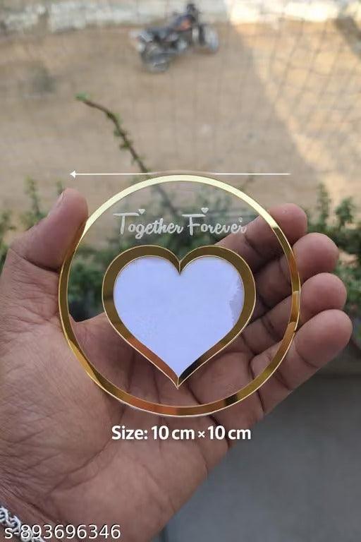 Round Acrylic Thumbprint Frame with Golden Border – “Together Forever” Personalized Romantic Keepsake for Couples & Weddings